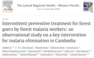 The Epidemiology and Public Health Unit of the Institut Pasteur du Cambodge (IPC) published recently an article entitled “Intermittent Preventive Treatment for Forest Goers by Forest Malaria Workers: An Observational Study on a Key Intervention for Malaria Elimination in Cambodia,”