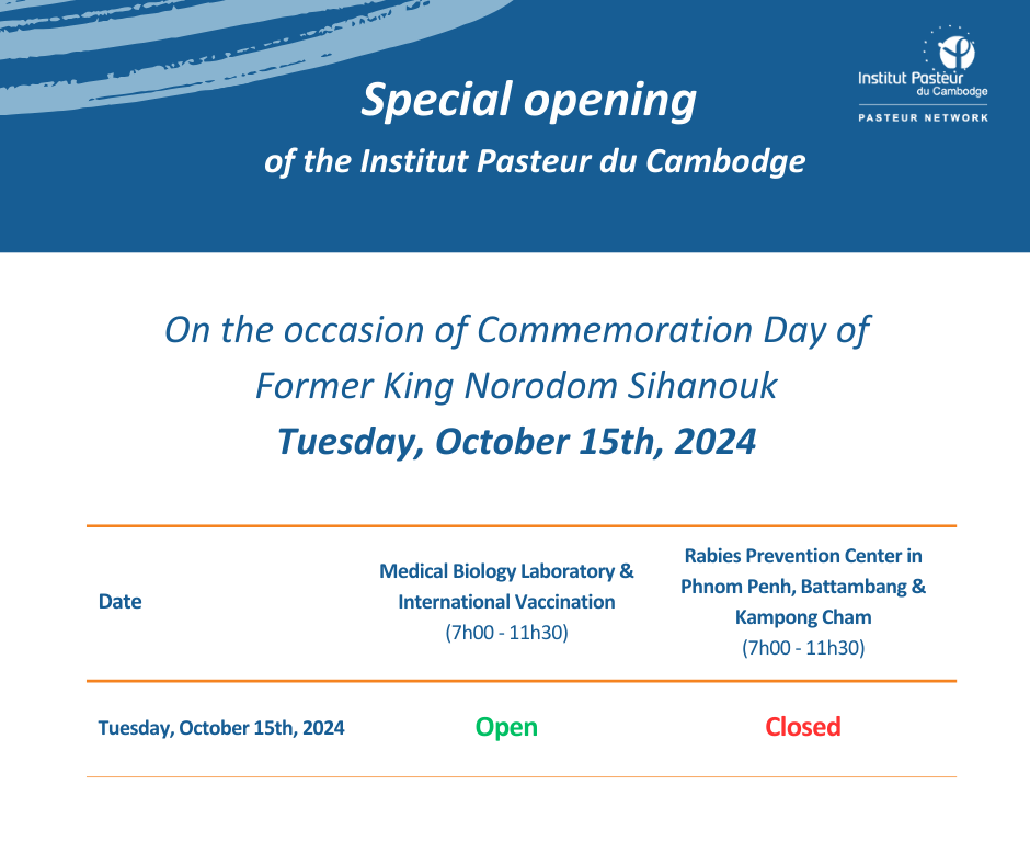 Special opening of the Institut Pasteur du Cambodge on the occasion of the Coronation Day,15th October